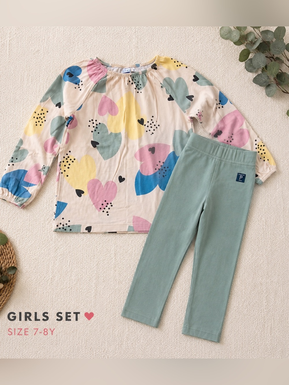 Polarn O. Pyret Organic Cotton Top & Leggings Set | Size 4–5Y (110) | Like New